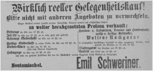 Anzeige aus dem März 1897 - Schweriner startet den Ausverkauf