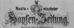 Nagłówek najstarszego egzemplarza nowotomyskiej gazety z 1877 r.