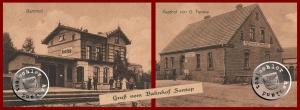 Bahnhof Sontop und Gasthof Fenske - Postkartenausschnitte