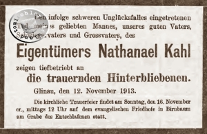 Totenanzeige vom 12. November 1913 im Kreisblatt Neutomischel