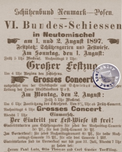 VI. Bundes-Schiessen in Neutomischel 1897 / Zeitungsanzeige