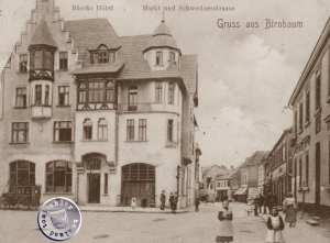 Blick vom Markt in die ehem. Schweriner Straße in Birnbaum / Bild Sammlung Kraft